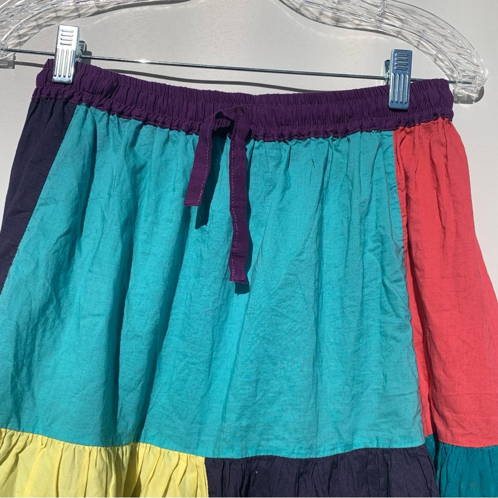Momo Multicolor Patchwork Cotton Prairie Skirt On… - image 5